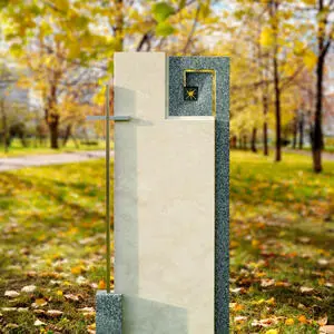 Carmina Moderner Grabstein Für Urnengrab mit Metall Kreuz
