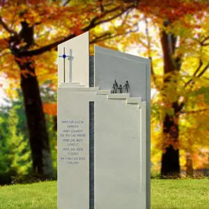 Bianco Moderner Grabstein Kalkstein Treppe & Kreuz für ein Einzelgrab