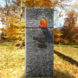 Domus Lumis Moderner Urnengrab Grabstein mit Granit, Bronze & Glas