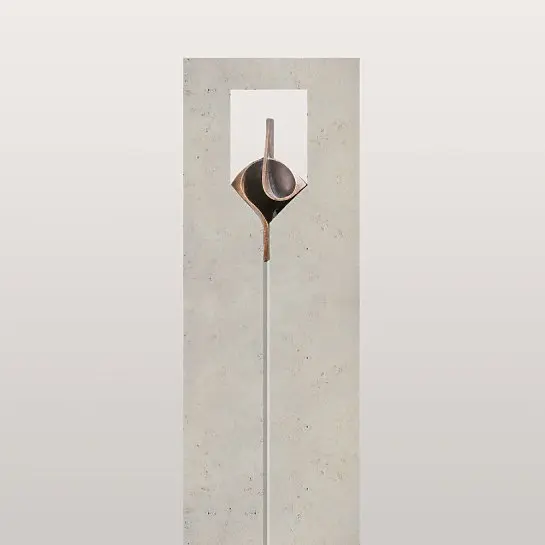 Mondavio – Moderner Urnengrabstein aus Jura Kalkstein mit Bronze Ornament