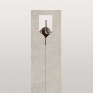 Mondavio Moderner Urnengrabstein aus Jura Kalkstein mit Bronze Ornament