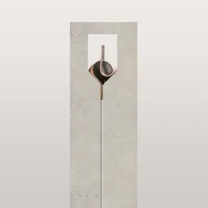 Mondavio Moderner Urnengrabstein aus Jura Kalkstein mit Bronze Ornament