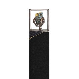 Faccia Moderner Urnengrabstein mit Bronze Ornament Tor & Menschen