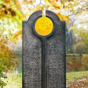 Novara Sole Moderner Urnengrabstein mit Glas Symbol Gelb