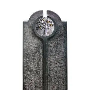 Novara Albero Moderner Urnengrabstein mit Granit Lebensabum Relief Rund