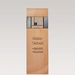 Novum Modernes Doppelgrab Grabsteindesign in hellem Quarzit Ornament aus Bronze