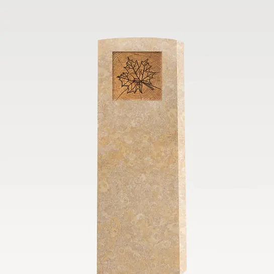 Circulum – Modernes Doppelgrabmal in Kalkstein mit Blatt Ornament