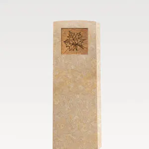 Circulum Modernes Doppelgrabmal in Kalkstein mit Blatt Ornament
