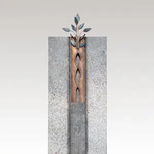 Antiqua Modernes Doppelgrabmal mit Bronze Blättern