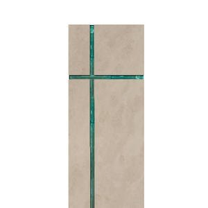 Amadei Crucis Modernes Gabmal mit Glas - Religiös/christliche Symbolik in Kalkstein
