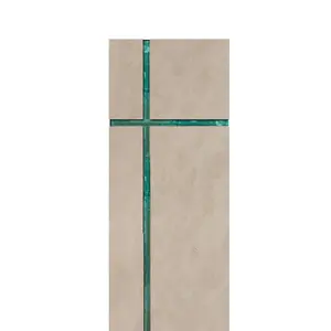 Amadei Crucis Modernes Gabmal mit Glas - Religiös/christliche Symbolik in Kalkstein