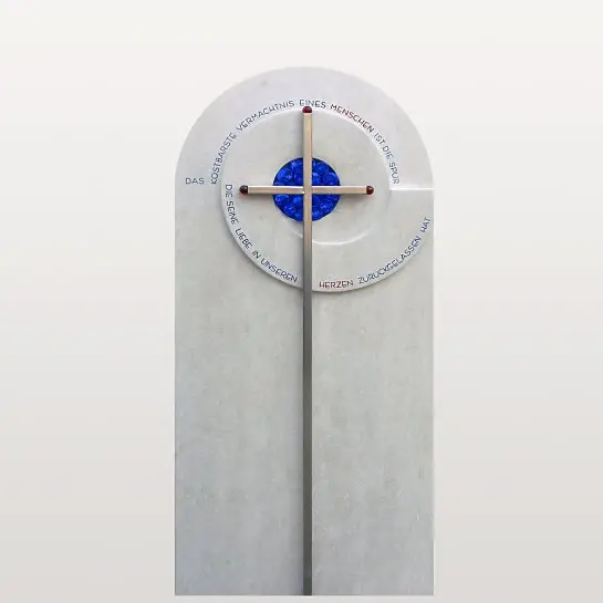 Toulon – Modernes Grabdenkmal Farbig mit Glaseinsatz & Kreuz