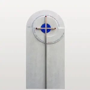 Toulon Modernes Grabdenkmal Farbig mit Glaseinsatz & Kreuz