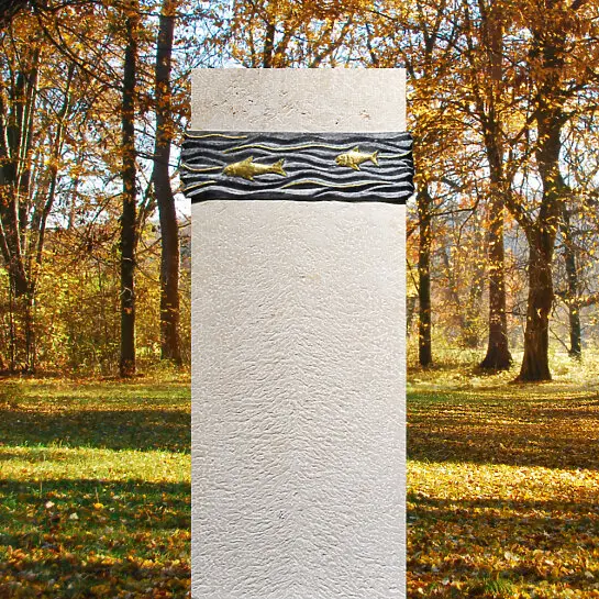 Alphonse – Modernes Grabmal für Urnengrab Motiv Wasser und Fische