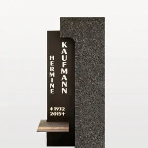 Memento Modernes Grabstein-Design in Granit & Metall für ein Doppelgrab