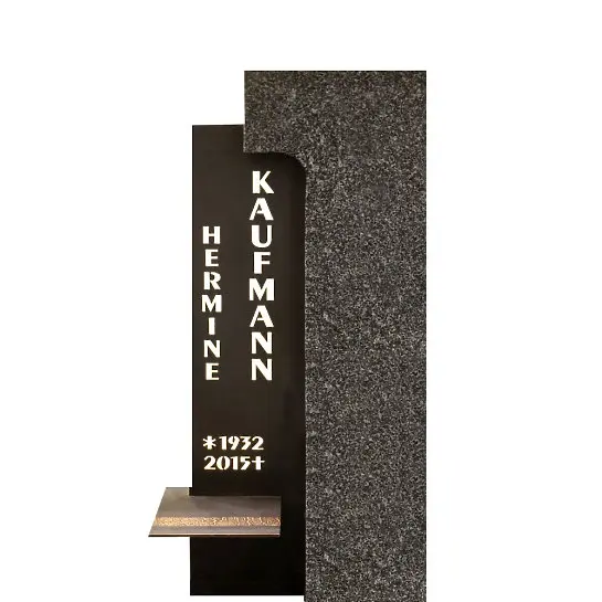 Memento – Modernes Grabstein-Design in Granit & Metall für ein Einzelgrab