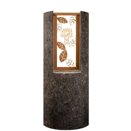 Pagella – Modernes Granit Urnengrabmal mit Floralem Bronzeornament & Inschrift