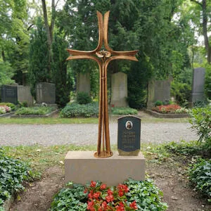Agapido Modernes stehendes Grabkreuz aus Schmiedebronze für ein Einzelgrab