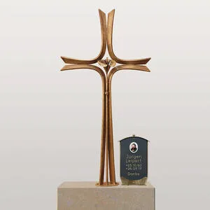 Agapido Modernes stehendes Grabkreuz aus Schmiedebronze für ein Urnengrab
