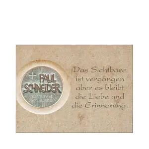 Memoria Noir Modernes Urnengrabmal zum Hinlegen mit Bronze Ornament und Gravur der Inschrift