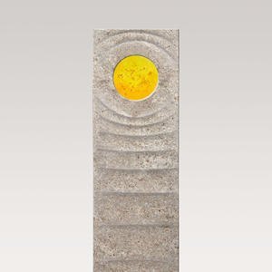 Levanto Sola Muschelkalk Urnengrab Grabstein mit Glas Element in Gelb