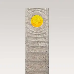 Levanto Sola Muschelkalk Urnengrab Grabstein mit Glas Element in Gelb
