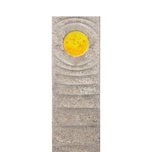 Levanto Sola Muschelkalk Urnengrab Grabstein mit Glas Element in Gelb