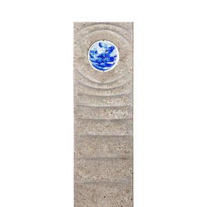 Levanto Aqua Muschelkalk Urnengrabstein mit Glas Kugel Blau
