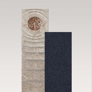 Sovello Viva Muschelkalk Urnengrabstein Zweiteilig Hell/dunkel mit Bronze Lebensbaum