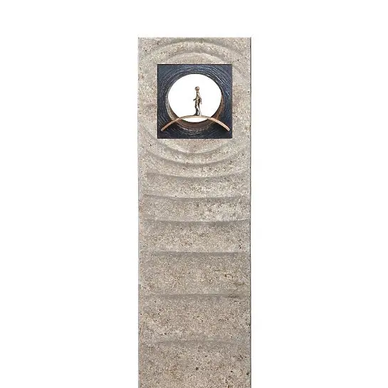 Anzio Nova – Muschelkalkstein Grabstein Doppelgrab mit Bronze Ornament