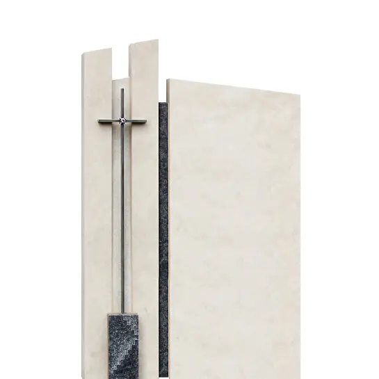 Clemenza – Naturstein Urnengrabmal Zweiteilig Modern mit Kreuz