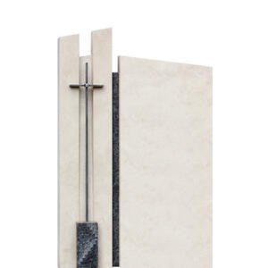Clemenza Naturstein Urnengrabmal Zweiteilig Modern mit Kreuz