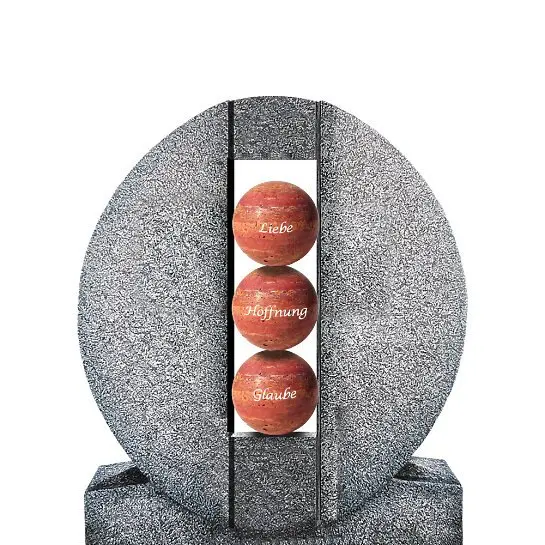 Aversa Palla – Ovales Granit Einzelgrab Grabdenkmal mit Kugeln in Rot