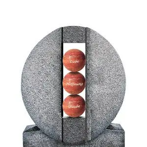 Aversa Palla Ovales Granit Einzelgrab Grabdenkmal mit Kugeln in Rot