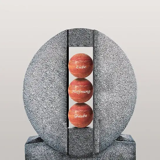 Aversa Palla – Ovales Granit Urnengrab Grabdenkmal mit Kugeln in Rot