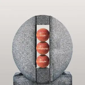 Aversa Palla Ovales Granit Urnengrab Grabdenkmal mit Kugeln in Rot