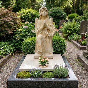 Kalina Nobile Romantischer Engelgrabstein nach antiker Vorlage aus Sandstein - Urnengrab
