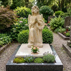 Kalina Nobile Romantischer Engelgrabstein nach antiker Vorlage aus Sandstein - Urnengrab
