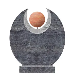 Martis Orion Runder Granit Einzelgrabstein mit Roter Travertin Kugel