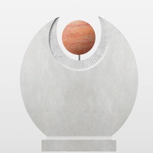Martis Cephei Rundes Kalkstein Doppelgrabmal mit Roter Travertin Kugel