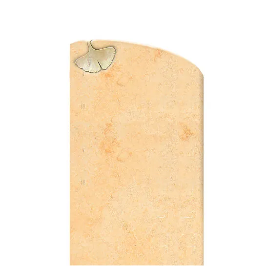 Sandstein Grabstein mit Gingko Blatt - Ginkgo (Detailansicht) 