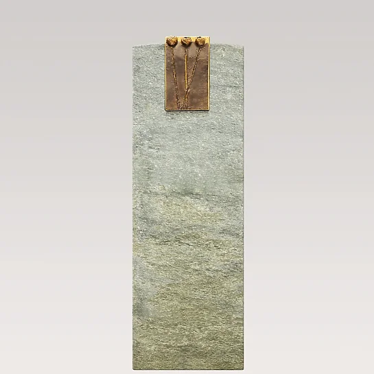 Estella – Schlichter Einzelgrab Grabstein aus Grãœnem Granit mit Bronze