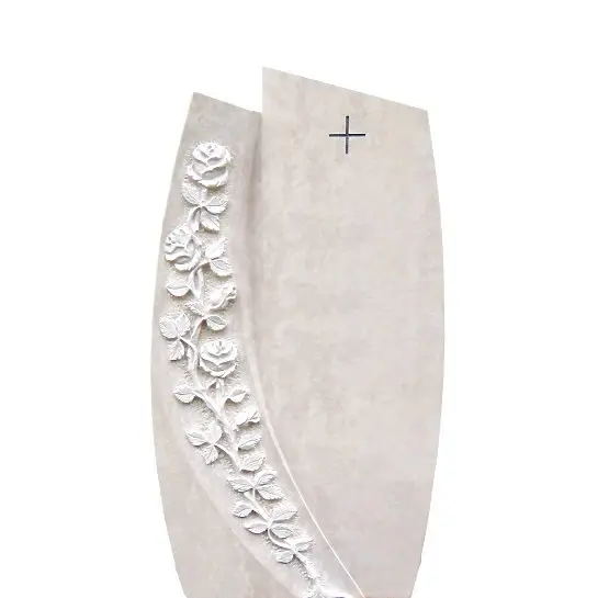 Fiore – Schöner Grabstein Naturstein Hell Rosen Ornament