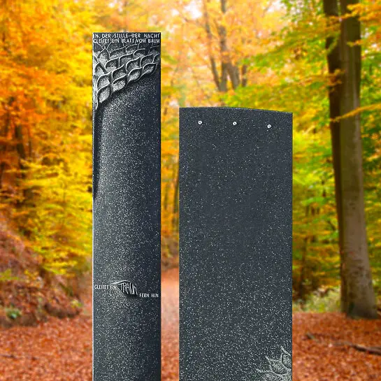 Genera – Schöner Grabstein Zweiteilig Schwarz aus Granit