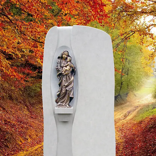 Magnifico – Schöner Naturstein Grabstein mit Madonna Figur