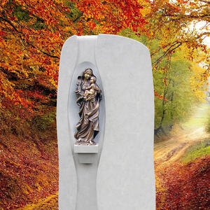 Magnifico Schã¶ner Naturstein Grabstein mit Madonna Figur