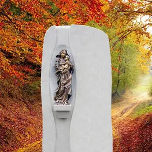 Magnifico Schöner Naturstein Grabstein mit Madonna Figur