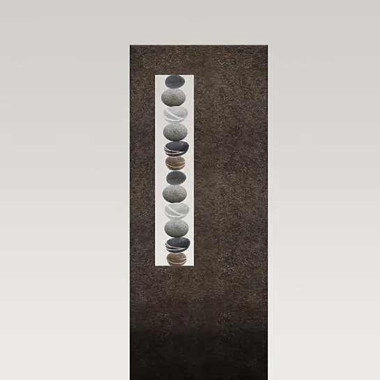 Albona Lapis – Schwarzer Granit Urnengrabstein mit Kieselsteinen