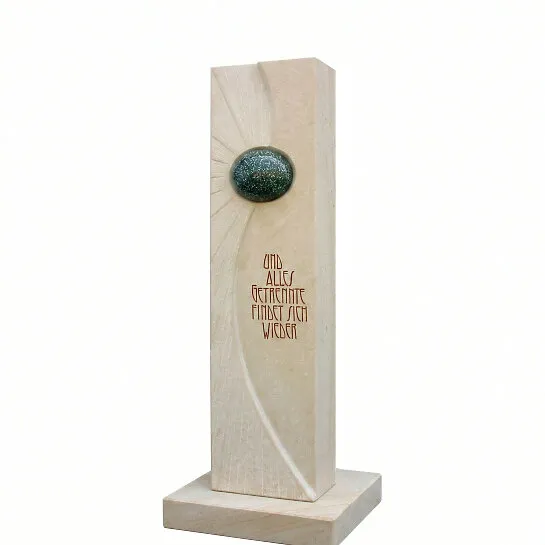 Stehender Doppelgrabstein Naturstein modern - Carini (Detailansicht) 