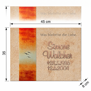 Grabstein mit Abmessungen
